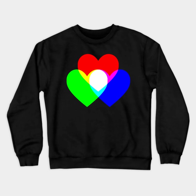 Light Hearts Red Green Blue Crewneck Sweatshirt by Student-Made